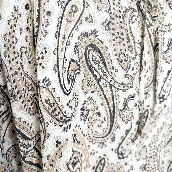 Nili Lotan Womens Silk Blouse Long Sleeves Paisley Print Acadia Beige Black XS - Picture 4 of 8